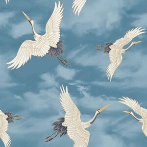 Catherine Lansfield Blue Crane Wallpaper - Wallpaper Catherine Lansfield Blue Crane Wallpaper - Wallpaper