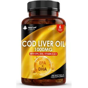 New Leaf Cod Liver Oil 1000mg - Omega 3 EPA DHA - Vitamins A D - Softgels New Leaf Cod Liver Oil 1000mg - Omega 3 EPA DHA - Vitamins A D - Softgels