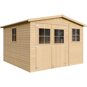 Casetta da giardino in legno Timbela 9m² - Resistente alle intemperie, Legno naturale Casetta da giardino in legno Timbela 9m² - Resistente alle intemperie, Legno naturale