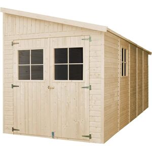 Timbela Gartenhaus - Naturholz 10,1m2 - Doppelttüren - Wasserdichtes Dach Timbela Gartenhaus - Naturholz 10,1m2 - Doppelttüren - Wasserdichtes Dach