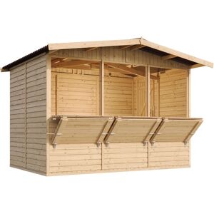 Timbela Gartenschuppen mit Theke und Türen - Außenbar/Marktstand Timbela Gartenschuppen mit Theke und Türen - Außenbar/Marktstand