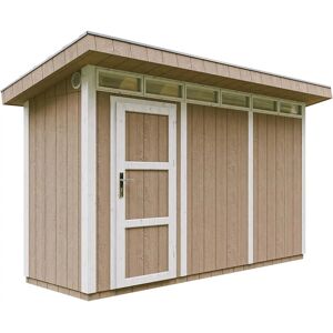 TIMBELA Gartenschuppen - 4,3 m² SmartSide Holzpaneele mit Boden & Bitumenschindeln TIMBELA Gartenschuppen - 4,3 m² SmartSide Holzpaneele mit Boden & Bitumenschindeln