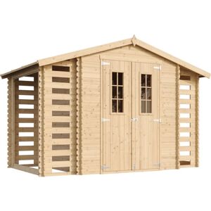 Caseta de jardín TIMBELA M391C con 2 compartimentos - Pino / Abeto - 218x328x206 cm Caseta de jardín TIMBELA M391C con 2 compartimentos - Pino / Abeto - 218x328x206 cm