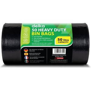 Delka Heavy Duty Black Bin Bags - 50 L, Pack of 50 Delka Heavy Duty Black Bin Bags - 50 L, Pack of 50