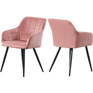 Set de 2 chaises de salle à manger en velours Camden - Rose - Publicité Set de 2 chaises de salle à manger en velours Camden - Rose - Publicité