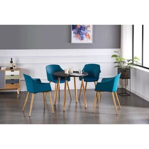 LIFE INTERIORS Eden Halo - Set da pranzo rotondo con 4 sedie blu LIFE INTERIORS Eden Halo - Set da pranzo rotondo con 4 sedie blu