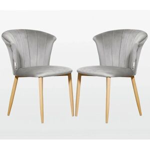 Life Interiors Elsa Conjunto de 2 Sillas de Comedor de Terciopelo - Gris Life Interiors Elsa Conjunto de 2 Sillas de Comedor de Terciopelo - Gris