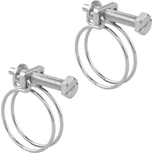 KCT - 26-30mm Adjustable Hose Clips - Pack of 2 - Double Wire - Hose Clips KCT - 26-30mm Adjustable Hose Clips - Pack of 2 - Double Wire - Hose Clips