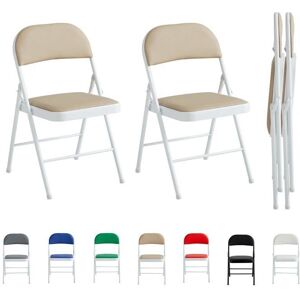 MCC Beige Faux Leather Foldable Chairs - Chairs MCC Beige Faux Leather Foldable Chairs - Chairs
