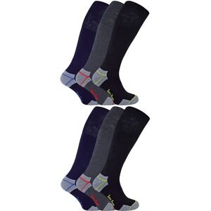 Sock Snob Mens 6 Pack Knee High Work Socks - Black & Multicolour - UK 12-14 Sock Snob Mens 6 Pack Knee High Work Socks - Black & Multicolour - UK 12-14
