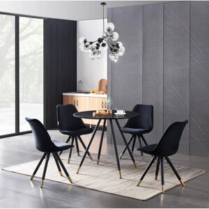 Life Interiors Sofiya Dorchester Lux Esszimmergarnitur - Schwarz / 4 Stühle Life Interiors Sofiya Dorchester Lux Esszimmergarnitur - Schwarz / 4 Stühle