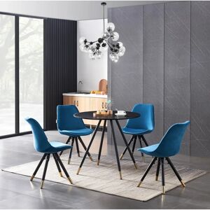 Life Interiors Dorchester Lux Dining Set - Black/Blue Life Interiors Dorchester Lux Dining Set - Black/Blue