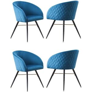 Life Interiors Vittorio Blue Velvet Dining Chairs - Set of 4 Life Interiors Vittorio Blue Velvet Dining Chairs - Set of 4