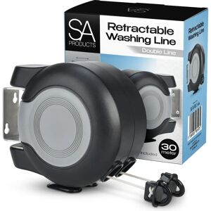 SA Products Black Wall-Mounted Twin Cable Clothesline - 30m Retractable SA Products Black Wall-Mounted Twin Cable Clothesline - 30m Retractable