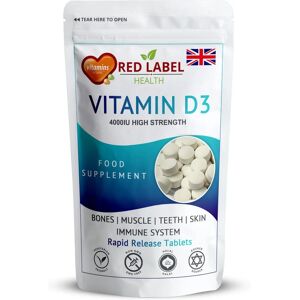 Red Label Health Vitamin D3 4000IU - 90 Tablets - Immune, Bones, Skin Red Label Health Vitamin D3 4000IU - 90 Tablets - Immune, Bones, Skin