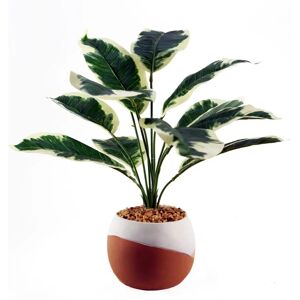 Leaf 40cm Artificial Pothos Variegated Plant with Planter - Artificial Plant Leaf 40cm Artificial Pothos Variegated Plant with Planter - Artificial Plant