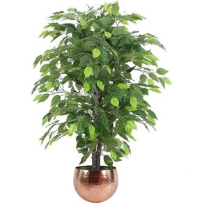 Árbol Ficus Artificial de 90cm - Maceta de Metal Cobre - Verde - Interior Árbol Ficus Artificial de 90cm - Maceta de Metal Cobre - Verde - Interior