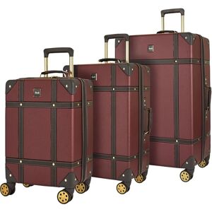 rock Vintage Set of 3 Suitcases - Burgundy rock Vintage Set of 3 Suitcases - Burgundy