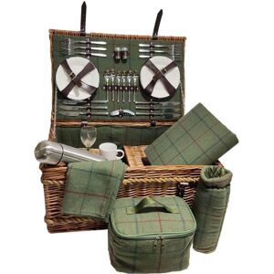 Red Hamper Rope Handled Green Tweed - Picnic Basket Red Hamper Rope Handled Green Tweed - Picnic Basket