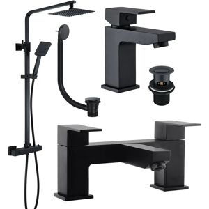 Vincia Black Square Thermostatic Shower Kit - Bathroom Fittings Vincia Black Square Thermostatic Shower Kit - Bathroom Fittings