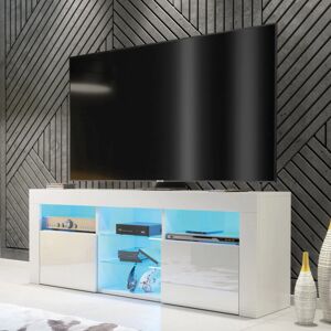 Creative Furniture 145cm White LED TV Unit - High Gloss Doors Creative Furniture 145cm White LED TV Unit - High Gloss Doors