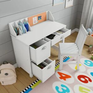 Hygrad White Wooden Study Desk with Drawers - Study Desk Hygrad White Wooden Study Desk with Drawers - Study Desk