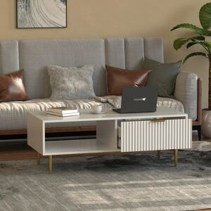 Hygrad White Wooden Fluted Low Height Coffee Table - Coffee Table Hygrad White Wooden Fluted Low Height Coffee Table - Coffee Table