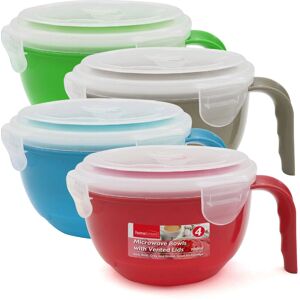 SOL - 4pk Microwave Soup Bowl - 900ml - Lid & Handle - Soup Bowl SOL - 4pk Microwave Soup Bowl - 900ml - Lid & Handle - Soup Bowl