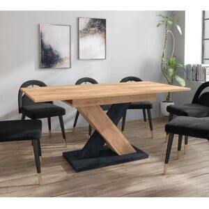 Furneo Enzo Extendable Dining Table - 120-160cm Oak & Black Concrete Effect Furneo Enzo Extendable Dining Table - 120-160cm Oak & Black Concrete Effect