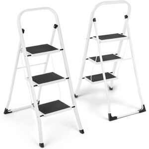 Vivo - 3 Step Ladder - White/Black - Steel - Ladder Vivo - 3 Step Ladder - White/Black - Steel - Ladder