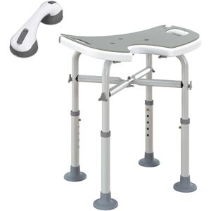 HOMCOM Grey Aluminium Shower Stool - Supportive, Adjustable, Non-Slip HOMCOM Grey Aluminium Shower Stool - Supportive, Adjustable, Non-Slip