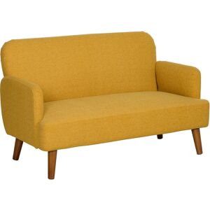Homcom Yellow Flannel 2-Seater Sofa - Sofa Homcom Yellow Flannel 2-Seater Sofa - Sofa