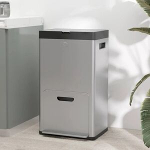 Homcom Stainless Steel Kitchen Bin - 56L, Pedal & Wheels Homcom Stainless Steel Kitchen Bin - 56L, Pedal & Wheels