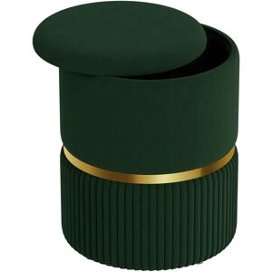 Homcom Dark Green Polyester Round Pouffe - Footstool Homcom Dark Green Polyester Round Pouffe - Footstool