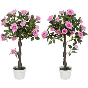 Outsunny Artificial Rose Tree Set - 90cm Decorative Plant Outsunny Artificial Rose Tree Set - 90cm Decorative Plant