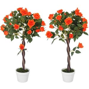 Outsunny - Rose Tree - 90cm - Set of 2 - Artificial Plant Outsunny - Rose Tree - 90cm - Set of 2 - Artificial Plant