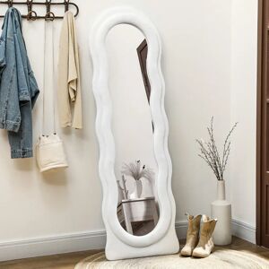 Homcom White Full Length Mirror - Retro Wavy Design Homcom White Full Length Mirror - Retro Wavy Design