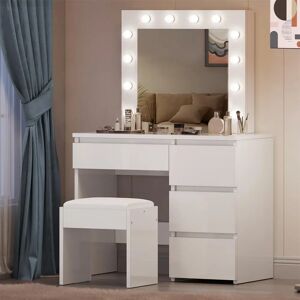 Kosy Koala White Makeup Vanity Set with Led Mirror & Storage - Dressing Table Kosy Koala White Makeup Vanity Set with Led Mirror & Storage - Dressing Table