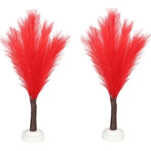 Shatchi Christmas Tree Pampas Feather Red - Pre-Lit Xmas Decor - 70cm Shatchi Christmas Tree Pampas Feather Red - Pre-Lit Xmas Decor - 70cm