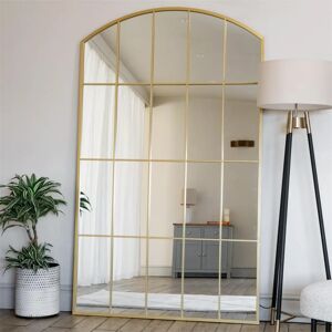 Jōbū Home Gold Metal Arched Window Mirror - 180cm x 105cm - Elegant Design Jōbū Home Gold Metal Arched Window Mirror - 180cm x 105cm - Elegant Design