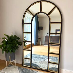Jōbū Home Mio - Full Length Black & Gold Metal Arched Window Mirror - 180cm X 105cm Jōbū Home Mio - Full Length Black & Gold Metal Arched Window Mirror - 180cm X 105cm
