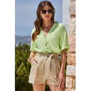 Sosandar Womens Green Linen Blend Short Sleeve Shirt - Size 6 UK Sosandar Womens Green Linen Blend Short Sleeve Shirt - Size 6 UK