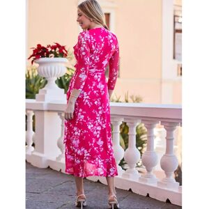 Sosandar Pink Floral Ruffle Hem Wrap Dress - Dress Sosandar Pink Floral Ruffle Hem Wrap Dress - Dress