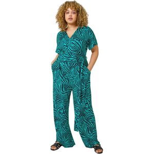 Roman Originals Green Animal Print Jumpsuit - Size 30-32 Roman Originals Green Animal Print Jumpsuit - Size 30-32