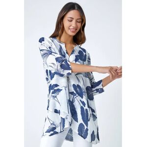 Roman Navy Palm Print V-Neck Wrap Hem Tunic Top - 12 UK Roman Navy Palm Print V-Neck Wrap Hem Tunic Top - 12 UK