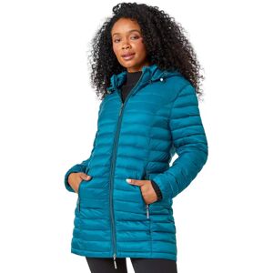 Roman Petite Teal Quilted Longline Puffer Coat - Puffer Coat Roman Petite Teal Quilted Longline Puffer Coat - Puffer Coat