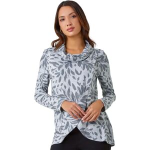 Roman Grey Floral Print Cowl Neck Top - Women Roman Grey Floral Print Cowl Neck Top - Women