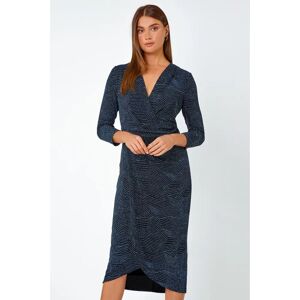Roman Womens Glitter Print Wrap Midi Dress - Royal Blue - Size 12 UK Roman Womens Glitter Print Wrap Midi Dress - Royal Blue - Size 12 UK