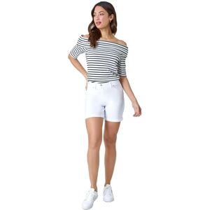 Roman White Turn Up Shorts - Elastic Waist - Summer Style Roman White Turn Up Shorts - Elastic Waist - Summer Style