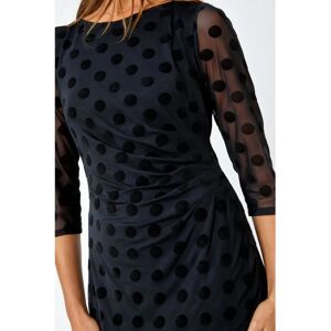 Roman Originals UK Black Polka Dot Ruched Dress - Dress Roman Originals UK Black Polka Dot Ruched Dress - Dress